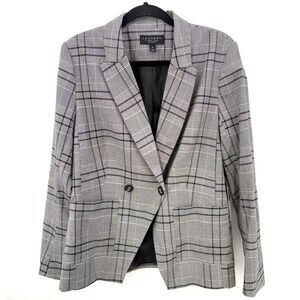 NWT Laundry Shelli Segal Plaid Suit Jacket Grey Check Career Blazer Size 12